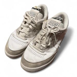 Maison Margiela x Reebok Club C Memory Of Distressed Leather Low Top Sneakers
